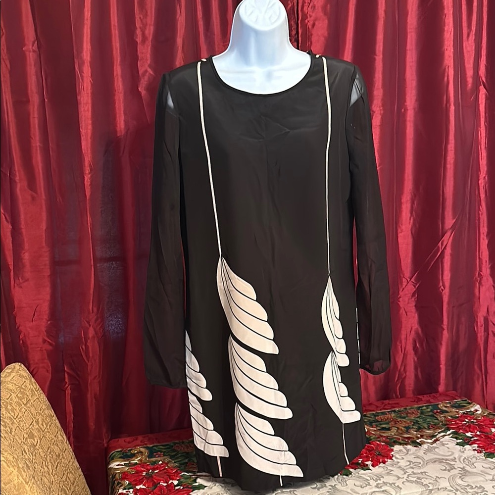 Diane Von Furstenberg Black and White Asymmetrical Embellished Sheath Dress